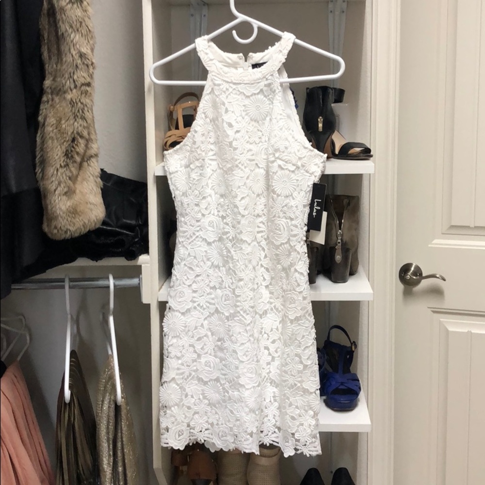 White flower embroidered dress